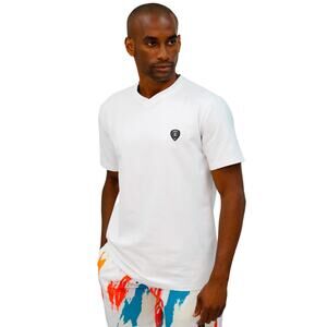 Mad Chuck Pima Cotton White V Neck T Shirt Mens Size 1XL New Short Sleeve Flawed